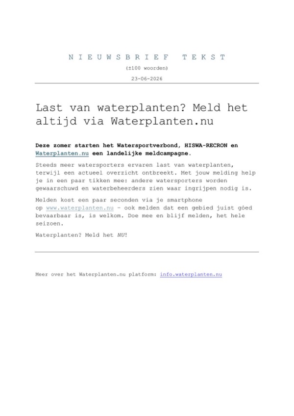 Korte nieuwsbrief