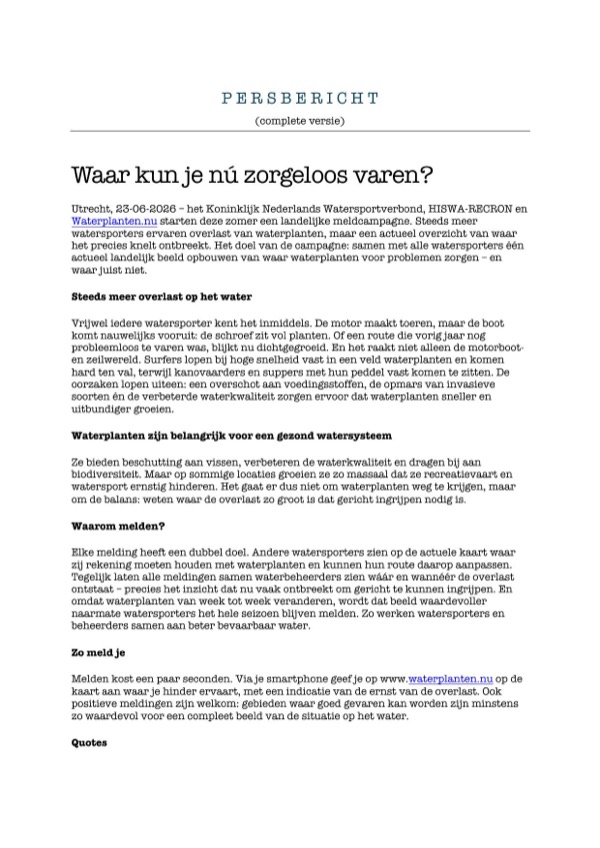 Persbericht